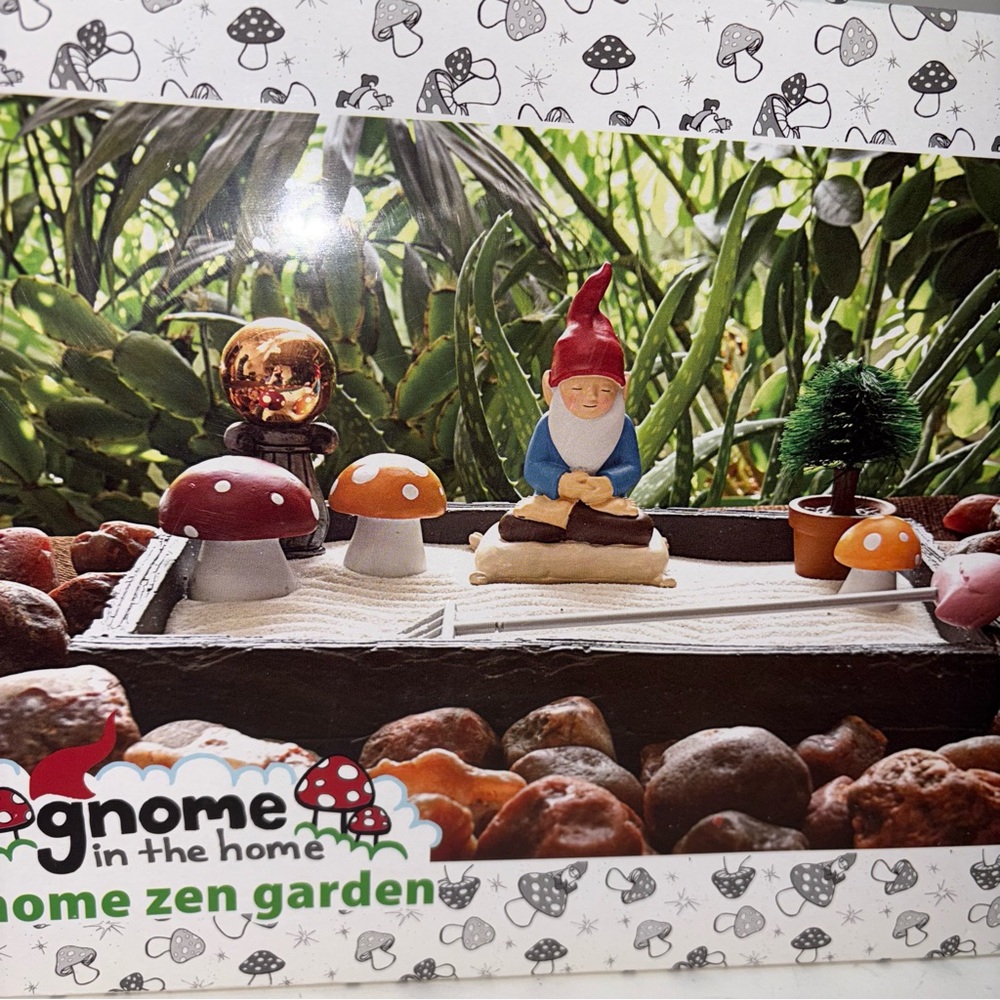 Gnome Zen Garden raking sand mushroom decor for relaxation new sealed